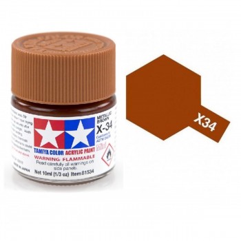 TAMIYA X-34 METALLIC BROWN - ACRYLIC PAINT MINI (GLOSS) 10ML